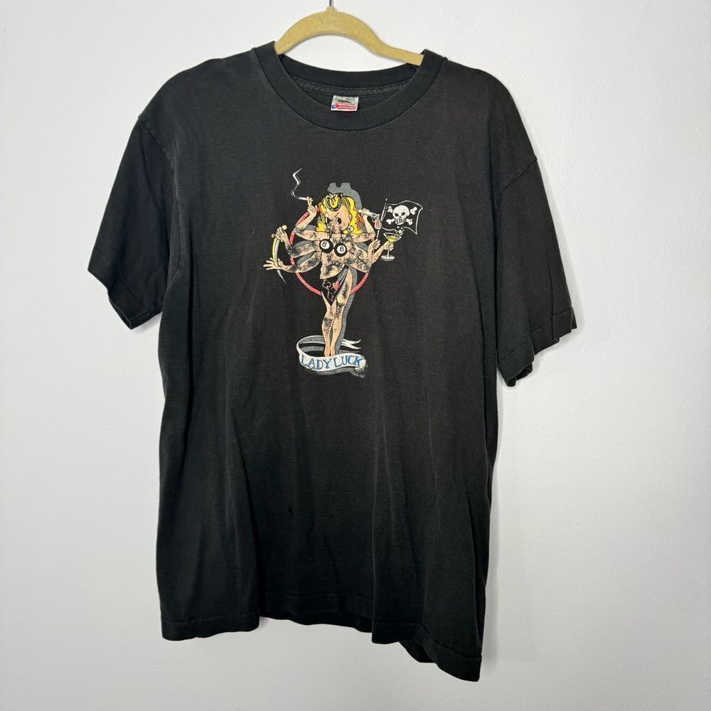 Rare Vintage 90s Archaic Smile Lady Luck T-shirt